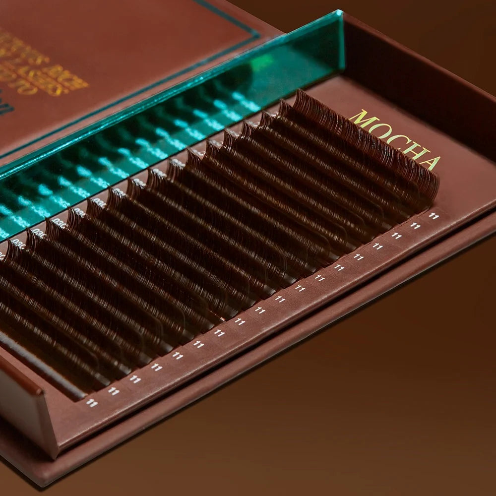 Mocha Brown FAVORITE Cashmere Faux Mink Lashes - 0.03mm Single Length (18 Lines Tray)