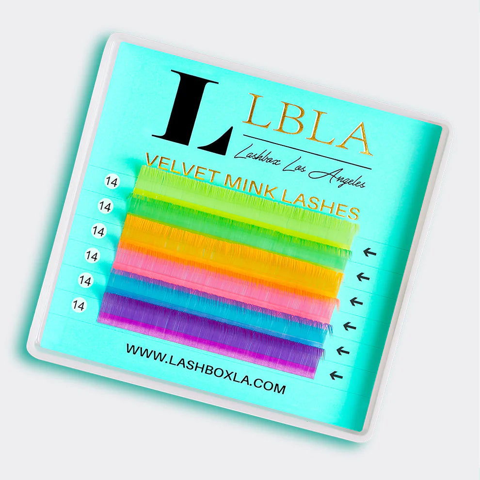 Neon Rainbow Velvet Mink 0.05 Lashes - Single Lengths Tray