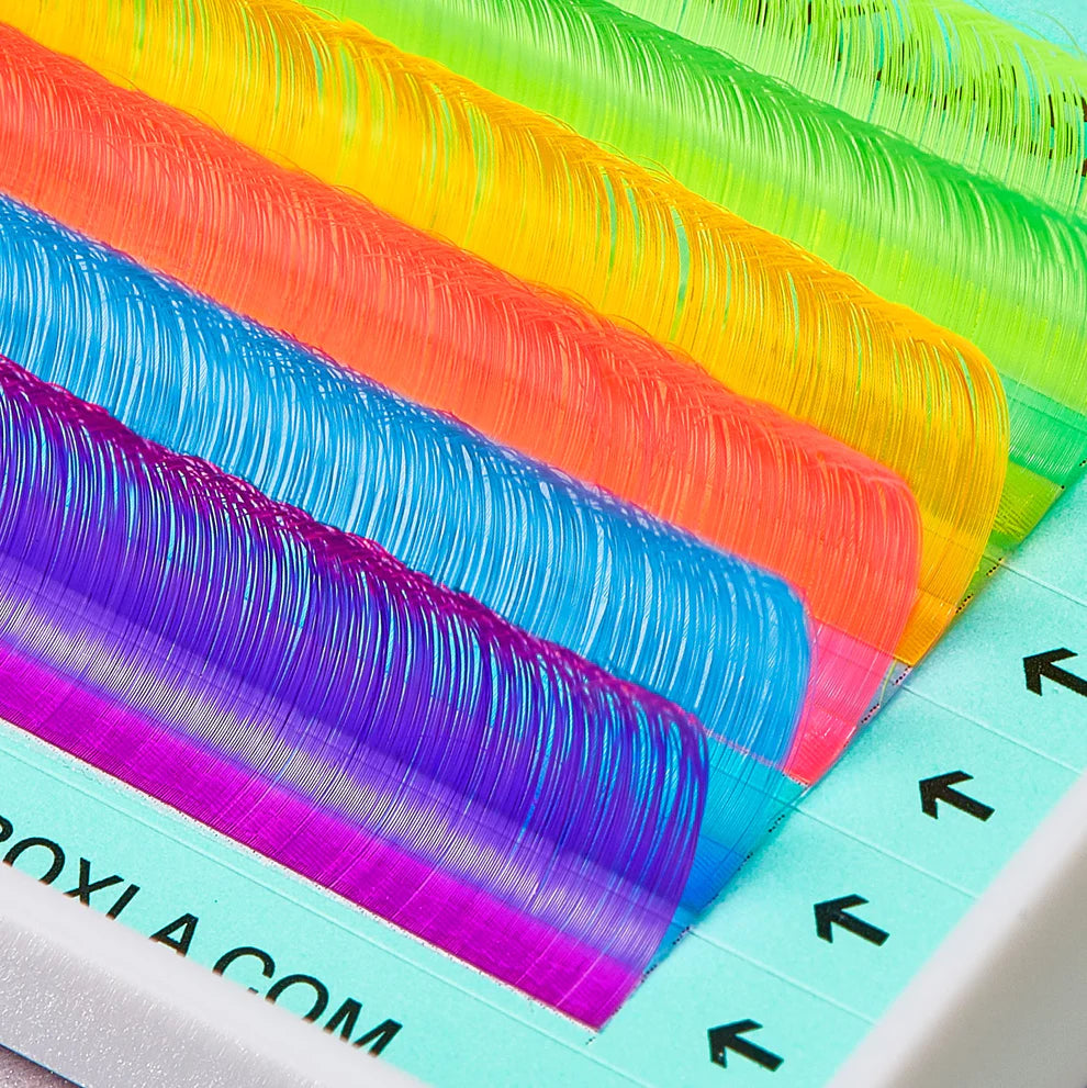 Neon Rainbow Velvet Mink 0.05 Lashes - Single Lengths Tray