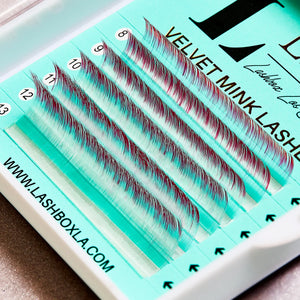 Velvet Mink 0.05 Lashes Mixed Tray - Pastel Gem Tones in Teal with Pink Tip Ombre