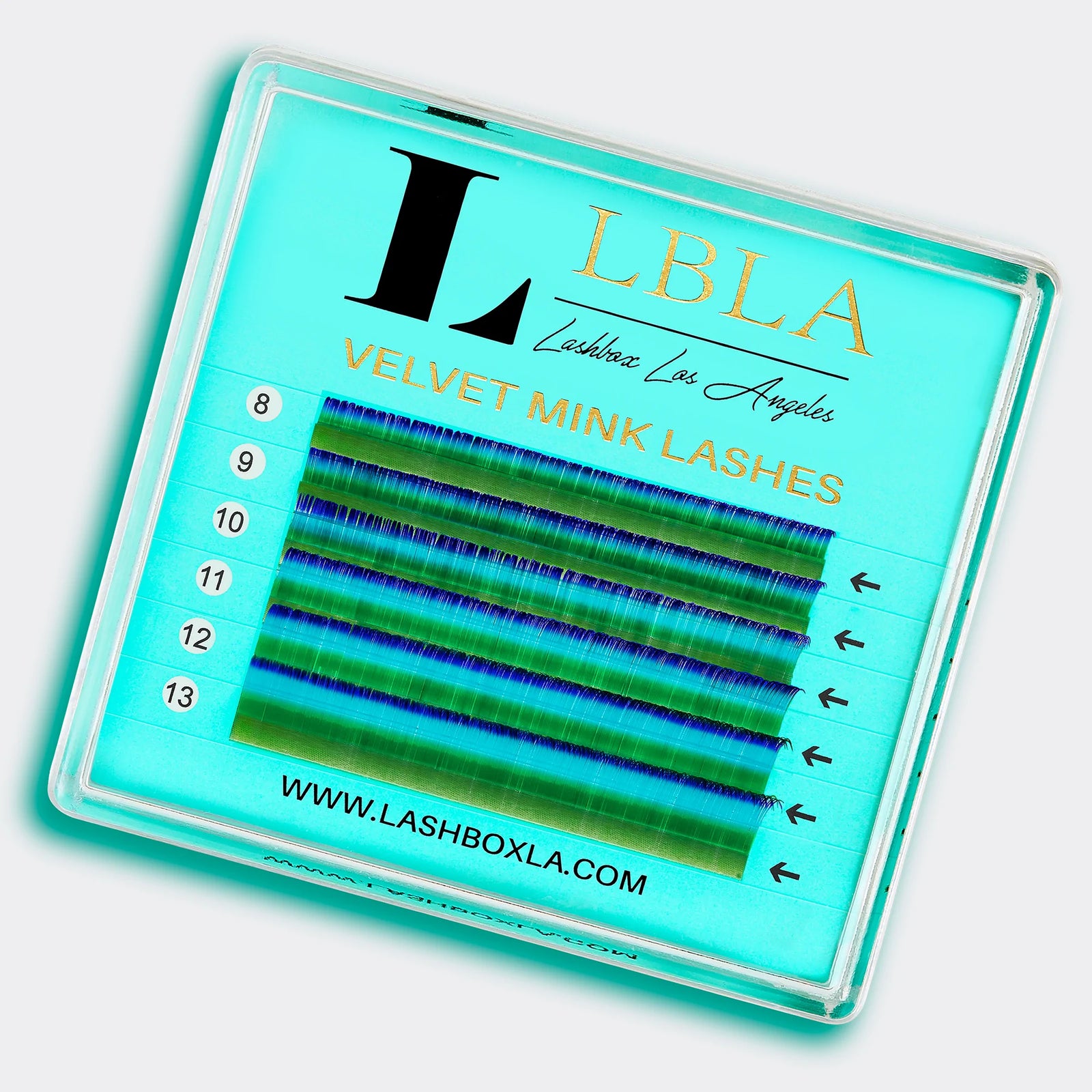 Green & Blue Tip Ombre Velvet Mink 0.05 Lashes - Mixed Tray