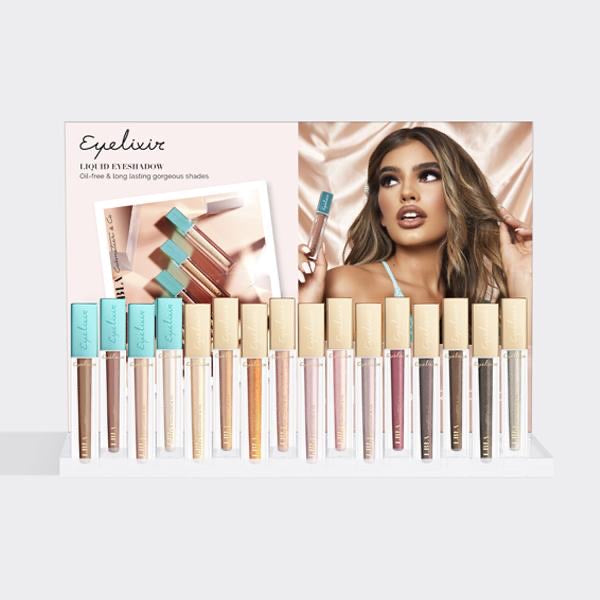 Acrylic Makeup Stand with Eyelixir (5 each eyeshadow) - Retail Set